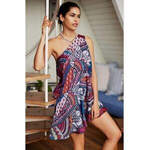 Anthropologie Asymmetrical Mini Dress One Shoulder Size Large